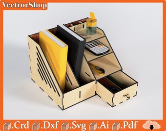 Table Organizer / Student Furniture / Penchers for Laser Cut / Office and Desktop Articles / Vectors for CNC Laser cutting / glowforge files