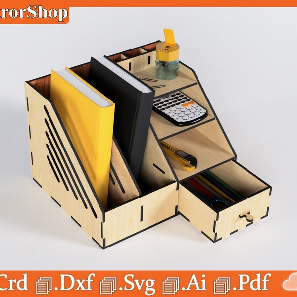 Table Organizer / Student Furniture / Penchers for Laser Cut / Office and Desktop Articles / Vectors for CNC Laser cutting / glowforge files