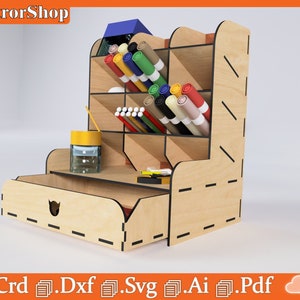 Pen organizer for desk / Vectors for cnc laser / Vector cutting for wood / Cnc laser cutting templates / Digital art for laser cutting