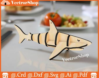 Shark Vector for Laser Cut CNC (Digital File)