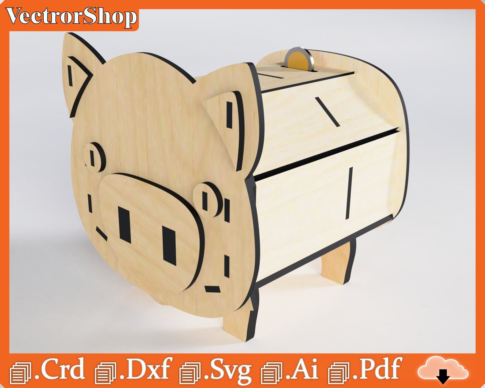 Cajon En Forma De Chancho Para Corte Laser Chancho Alcancia Etsy Espana