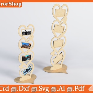 Soporte para fotos cortado con láser / caja de imágenes para decorar el hogar / colgador de fotos de madera / corazones de madera para poner fotos / regalo de San Valentín