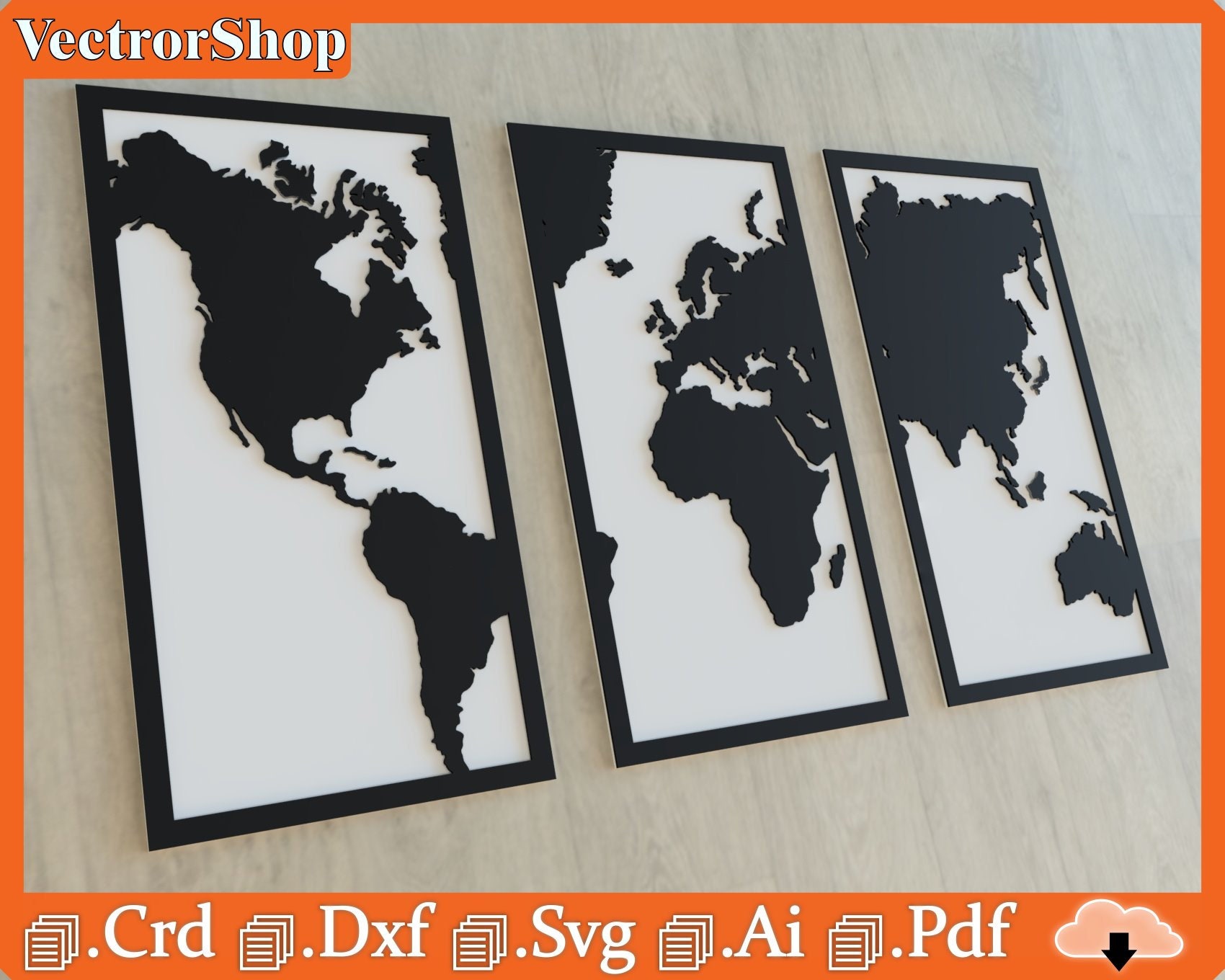 World Map for CNC Laser Cut / Office Decoration / Continents - Etsy
