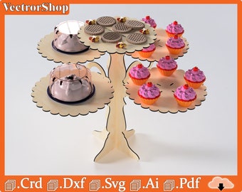 Table decoration / cake support / pastel shelf for laser cut / party decoration / vectors for laser cutting / Laser templates / Art cnc