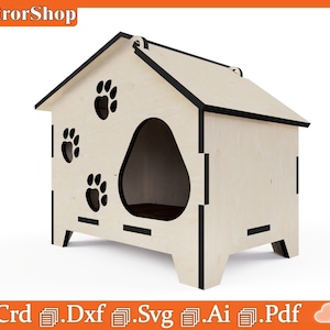 Dog house, cat house, garden decoration, pet house for cnc, Pet laser cut vectors, Houses & Homes