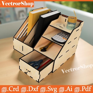 Lasergesneden tafelorganizer | Potloodhouder CNC-bestanden (digitale download)