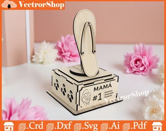 CNC Laser Cut Mom Flip Flop Trophy, Mother's Day Gift (Digital Download)