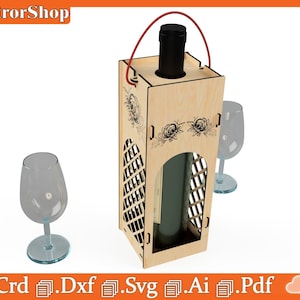 A unique gift for wine lovers and unique and exclusive art / Vectors of CNC Laser / Box wine to give away / art CNC laser