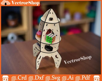 Rocket Shelf Vector Plan for Laser Cutting (Digital Download)