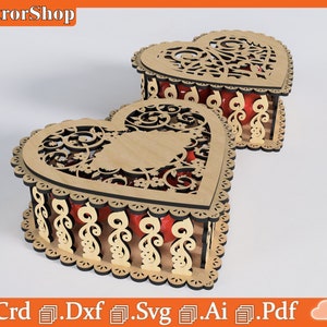 Heart box / love box for laser CNC cut / box for gifts / heart -shaped organizer / home / day decoration of the Mother / Valentine day