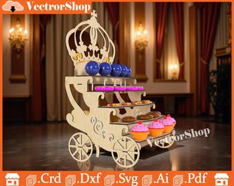 Laser Cut Carriage Table Shelf, Party Decoration (Digital File)