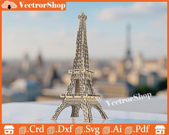 Eiffel Tower 3D Puzzle Laser Cut Files (Digital Download)