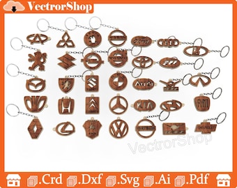 Car Brand Keychain Laser Cut Files (SVG, DXF, PDF)