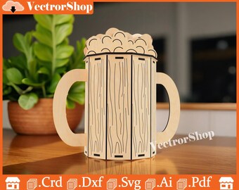 Laser Cut Beer Stein Box SVG | Father's Day Dad Mug Gift Template (DXF Download)