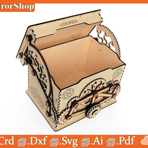Mechanisches Getriebe zum Laserschneiden / Zahnrad Baumel / Schmuckschatulle zum Laserschneiden / schönes Geschenk Laserschnitt / Lasercut Vektoren / VectrorShop