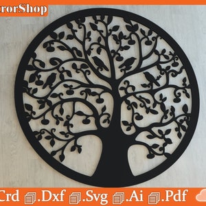 Mesa Life Tree en relieve para corte láser CNC, Vectores decorativos para corte láser, Decoración del hogar, Archivos de corte láser, Plantillas láser, Arte