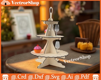 Laser Cut 3-Tier Wood Stand, Party Snack Display (Digital Files)