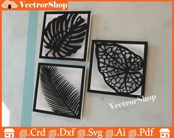 Monstera Leaf Laser Cut Files, Tropical Wall Decor (Digital Download)