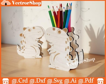 Dinosaur Pencil Holder, CNC Laser Cutting Files (Digital Download)