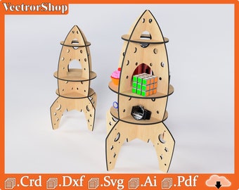 Shelf vector form of rocket / object support with several scales / cutting cutting laser / object support for laser cutting / laser template