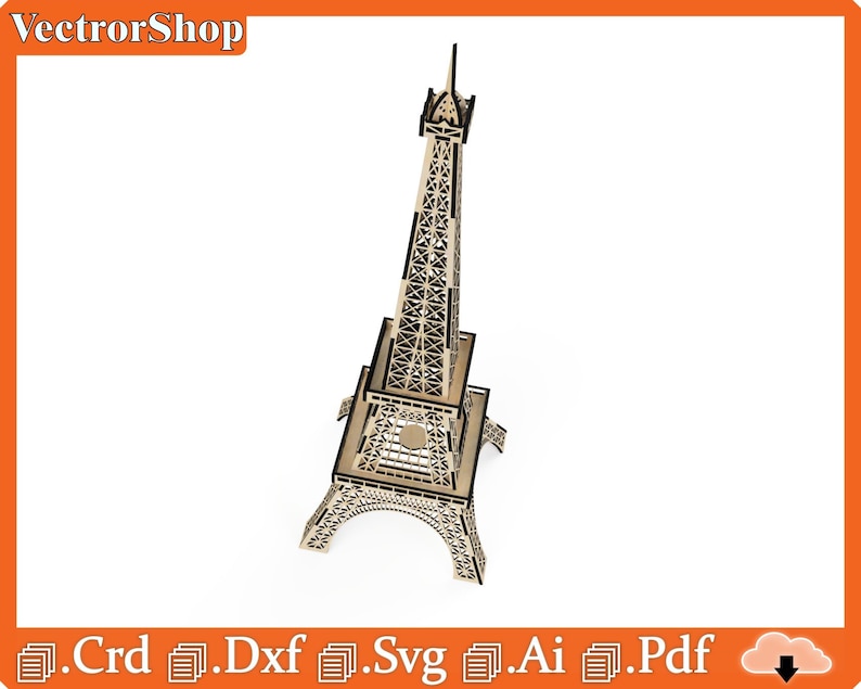 Puede incluir: Un modelo de la Torre Eiffel de madera cortado con l&aacute;ser. El modelo est&aacute; detallado con dise&ntilde;os intrincados y est&aacute; listo para ser ensamblado.