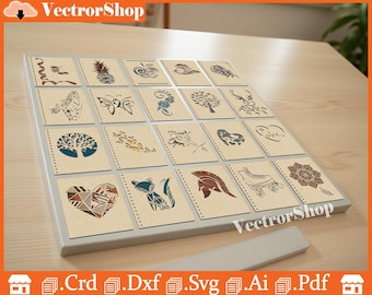 Laser Cut Notebook Cover SVG Files – 20 A5 Wooden Designs (Digital Download)