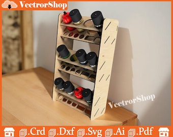 Estante de soporte para pulverización cortado con láser / Organizador de taller CNC DXF SVG (Descarga digital)