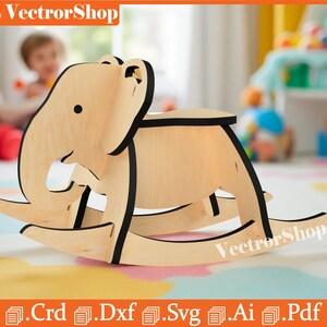 Elephant Rocking Toy Laser cut vector (Digital Download)