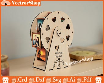 Dale un toque de elegancia a tus fotos con nuestro diseño vectorial cortado con láser para retrato carrusel / Dale estilo a tus fotos para corte láser cnc