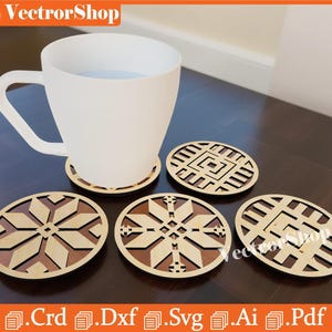 Laser Cut Christmas Coaster Set, Table Decoration (Digital Files)