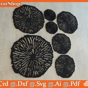 Vector de plantas flotantes / decoración del hogar / vectores para corte láser / decoración de plantas acuáticas / decoración de la naturaleza / archivos cortados por láser cnc