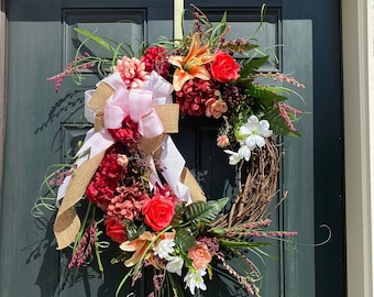 Floral Wreath, Spring Wreath, Summer Wreath, Everyday Wreath, Welcome Wreath