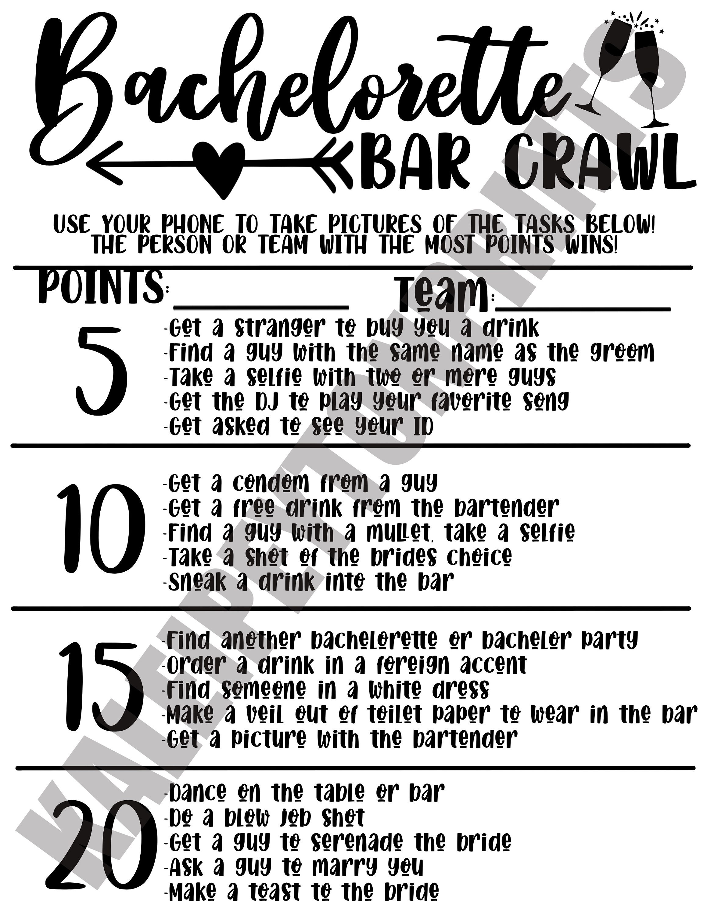 Bachelorette Bar Crawl Digital Download Digital Prints Etsy