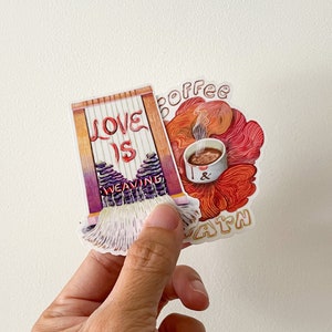 Weaving Sticker Die Cut Stickers Gel Jamlang Original Design for Mochablue : Fiber Love COLLECT THEM ALL image 3