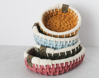 Coiled Rope Bowl / Handcrafted Color Trinket Dish - Handmade