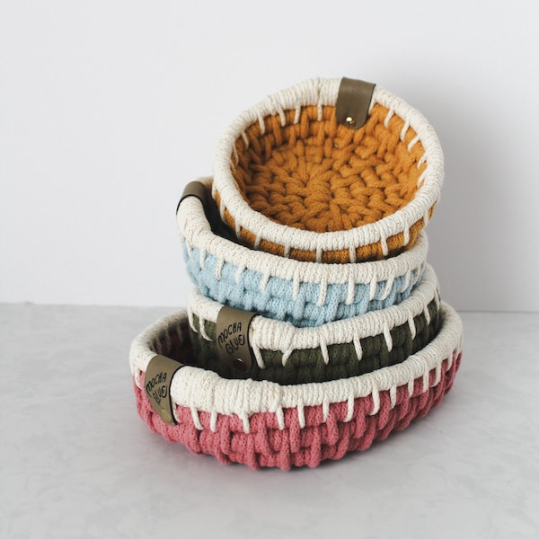 Coiled Rope Bowl / Handcrafted Color Trinket Dish - Handmade