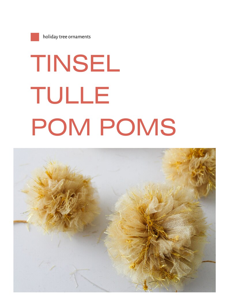 Tinsel Tulle Pom Pom Ornaments Christmas Holiday Decor YOU CHOOSE image 2