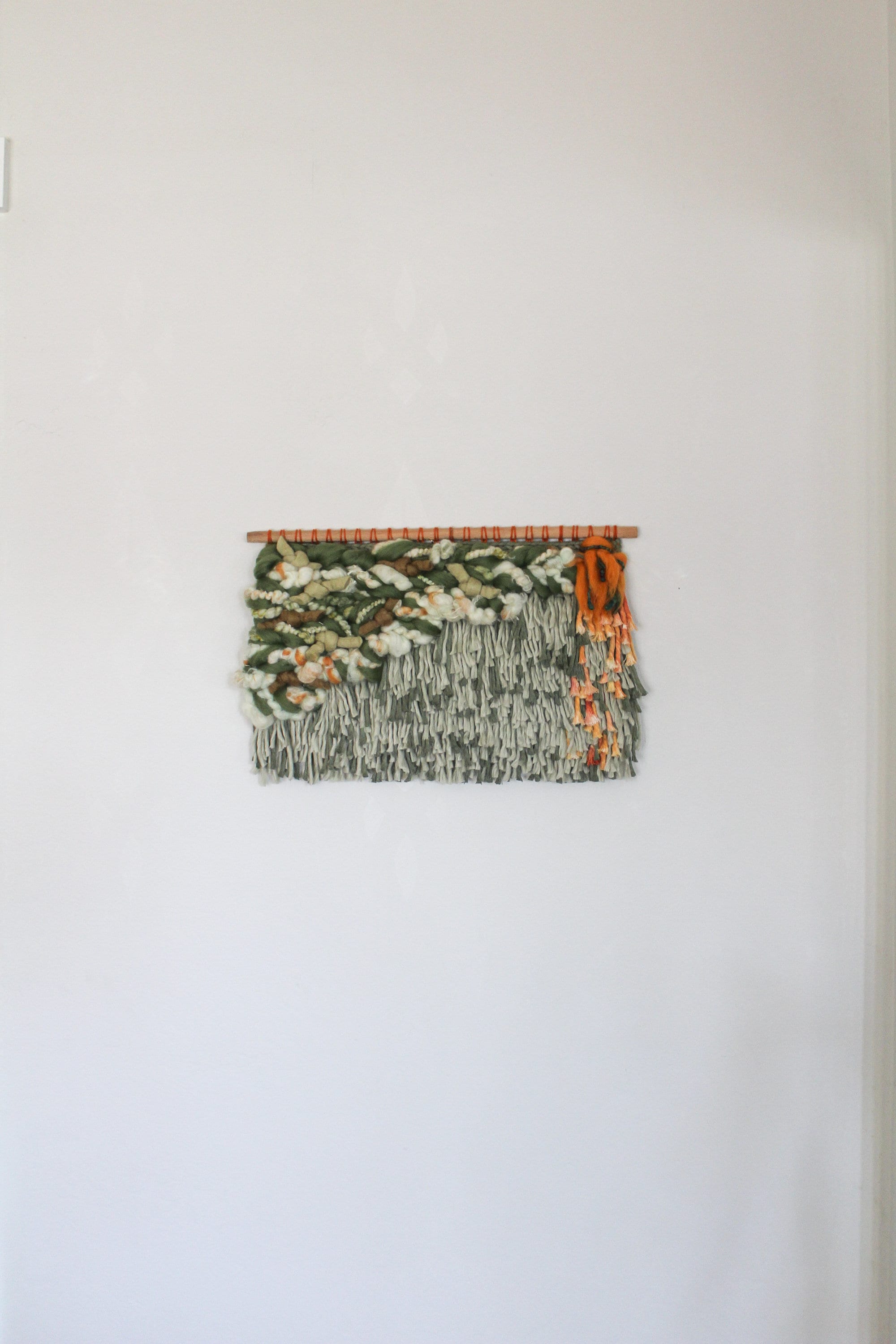 Large Boho Woven Wall Hanging Orange and Green Weaving Etsy