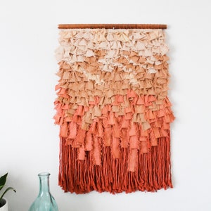 Large Modern Tapestry | Boho Woven Wall Hanging | Modern Recycled Ribbon Art / Statement Art Piece - "Ribbon Gradient"
