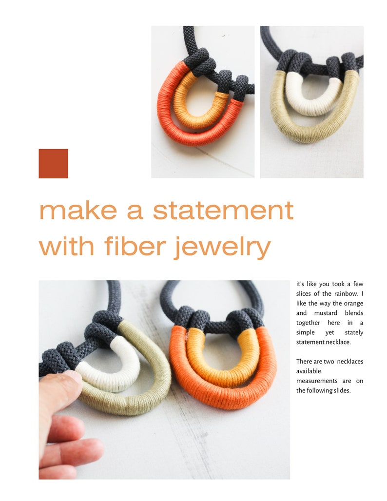 Statement Necklace / Wrapped Rope Fiber Necklace / Minimalist - Etsy