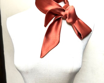 Orange Silk Charmeuse Skinny Scarf, Bridesmaid Accessory