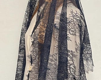 Black Chapel mantilla vintage inspired French lace