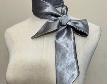 Women’s silver silk skinny scarf