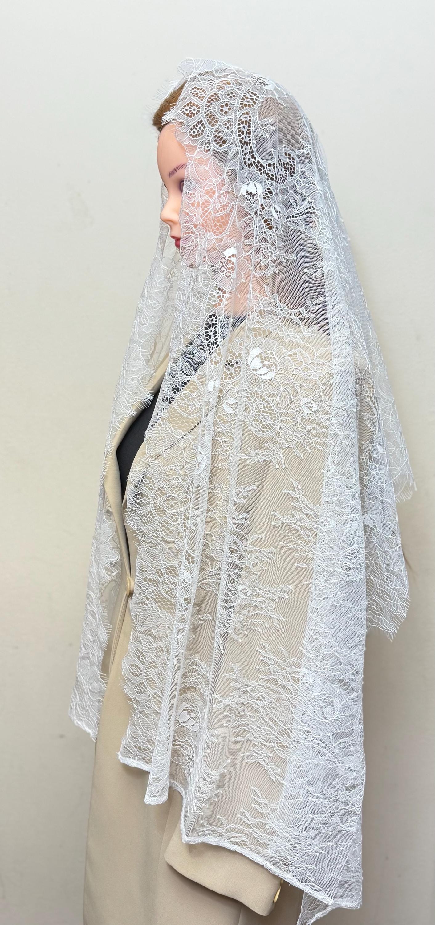White Chapel mantilla vintage inspired French lace