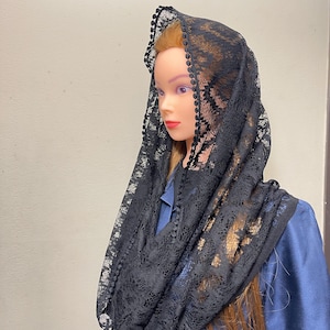 High quality soft French lace infinity veil mantilla, chapel veil