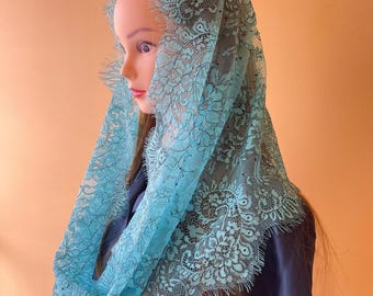 Chapel mantilla vintage inspired French lace infinity veil catholic mass