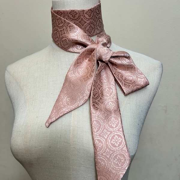 Elegant pink silk scarf, perfect for hair bows, hair ties, narrow accents, or as a bridesmaid accessory. Versatile and timelessly chic.