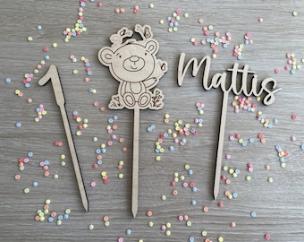 Cake Topper Set Bär Geburtstag Kindergeburtstag Torte Kuchen Backen