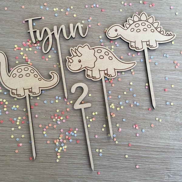 Cake Topper Set Dino Geburtstag Kindergeburtstag Torte Kuchen Backen Dinosaurier