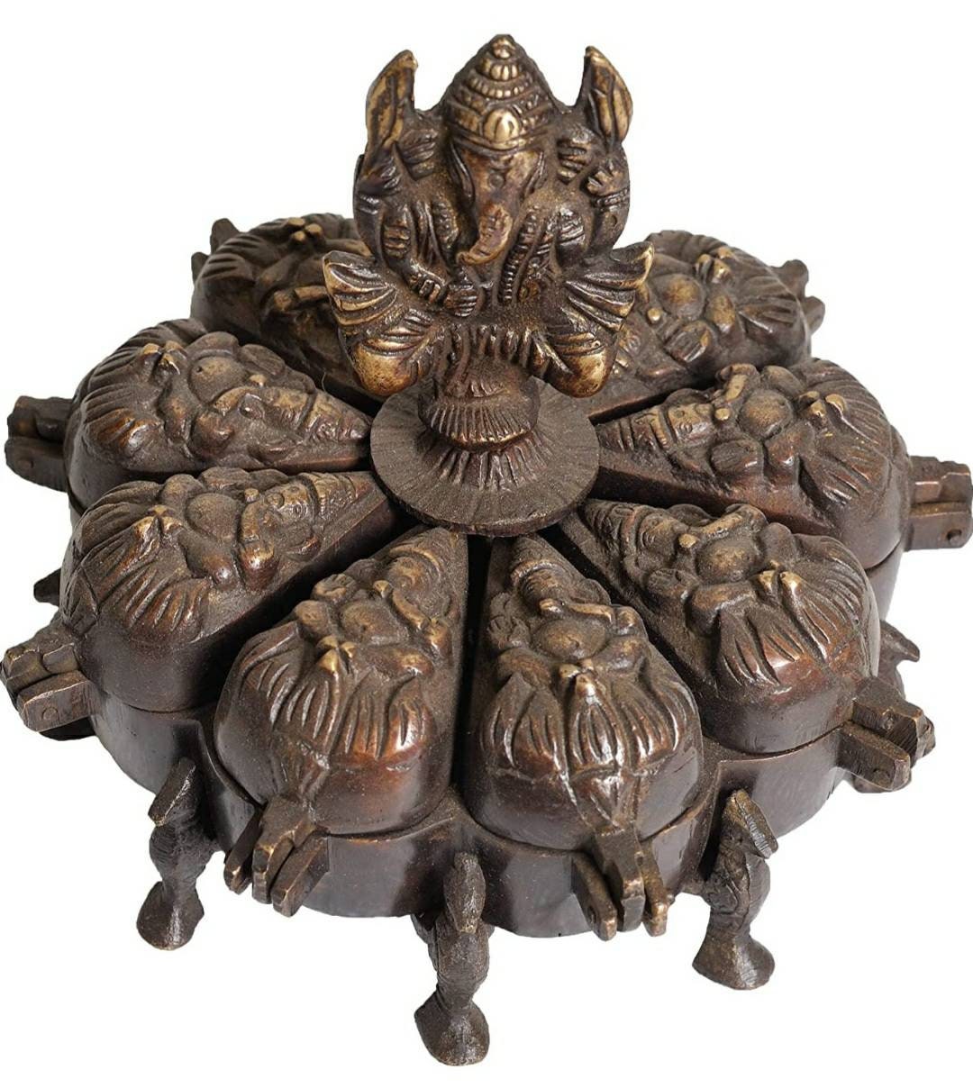 Vintage Sri Ganesh Ritual Box with Lids Brass Statue Etsy